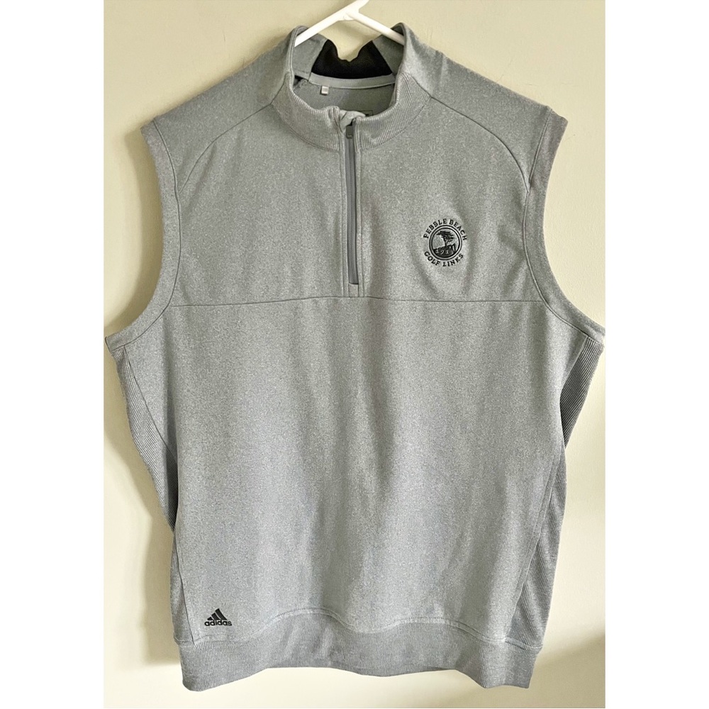 Adidas Golf Gray Quarter Zip Pebble Beach Vest M